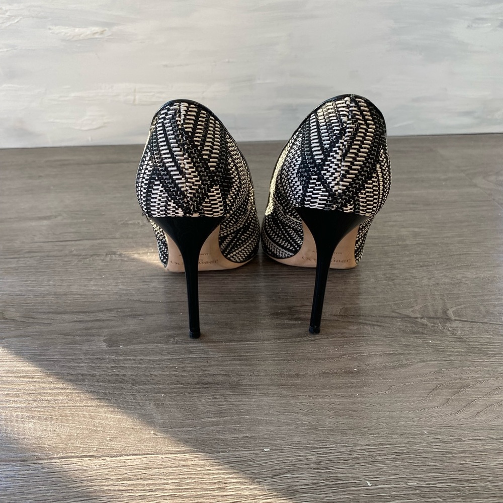 Jimmy Choo Abel Heels in Black and White Raffia - Picture 3 of 10